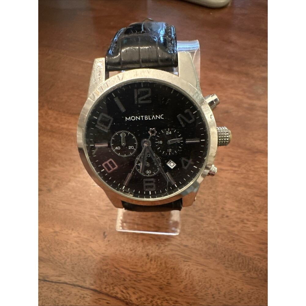 Montblanc Timewalker Wristwatch Black Leather Alligator Strap